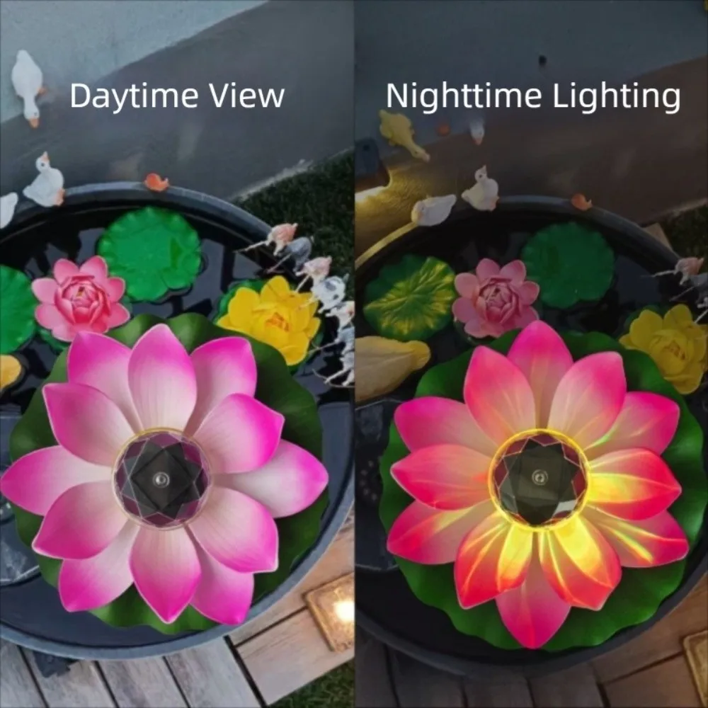 Decor RGB Solar Floating Lotus Light 7 Color Changing Waterproof Water Floating Lamp Landscape Decoration Lotus Night Lamp Pond