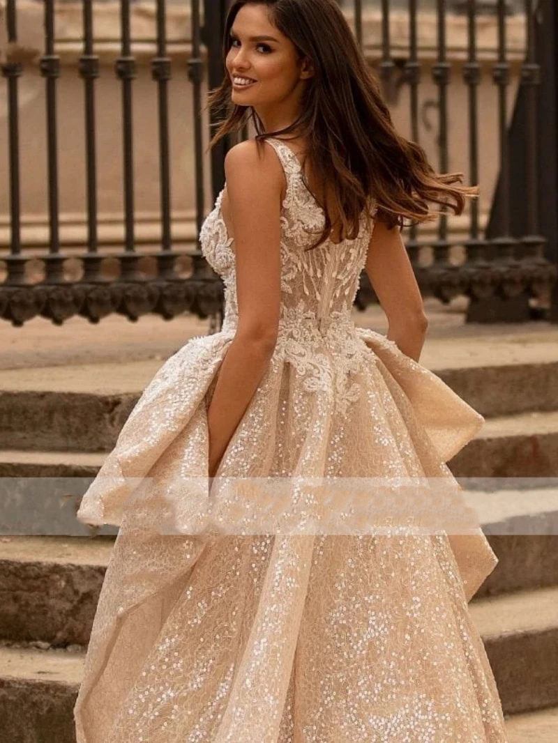 Splendidi abiti da sposa abiti da sposa reali Appliques di pizzo abiti a-line per abiti squisiti da festa formale 2024 Vestidos De Novia