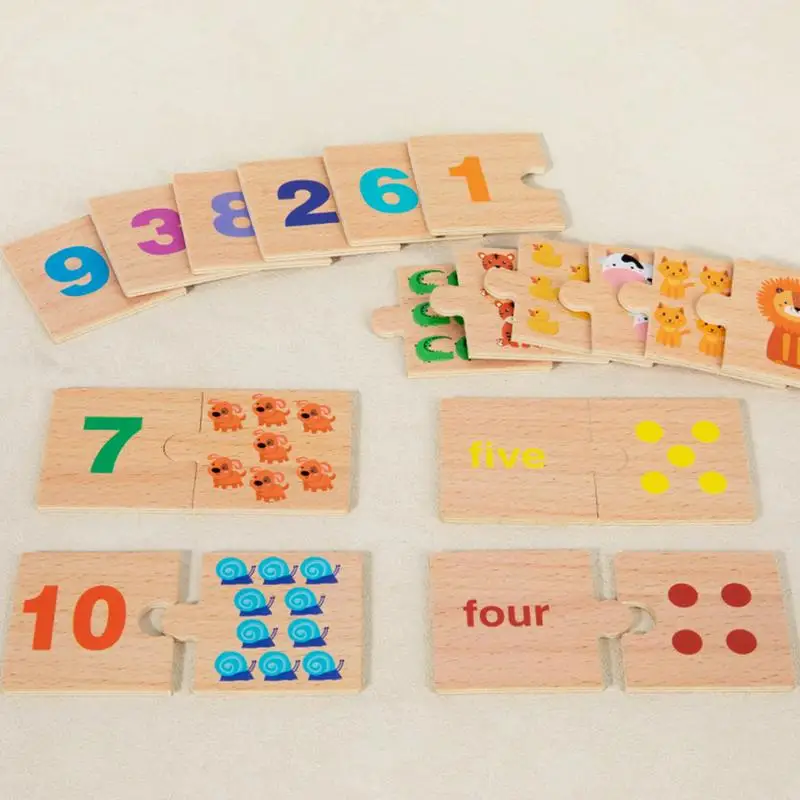 Puzzle con numeri matematici 1-10 Giochi di abbinamento numeri in legno Giocattoli educativi per il conteggio Premio Vincitore Strumento per l'apprendimento precoce Scuola a casa