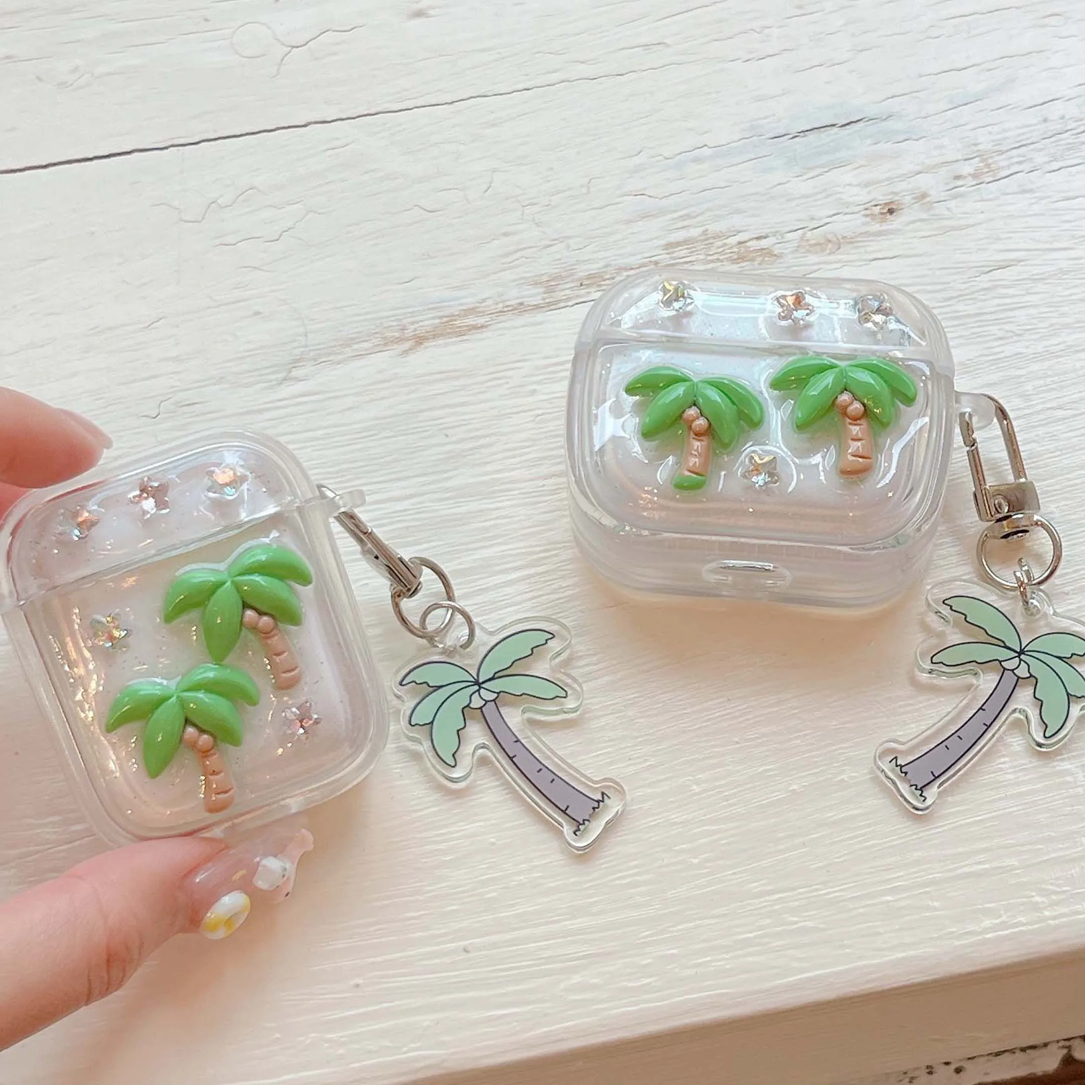 For Apple Airpods 4 3 1 Pro 2nd 2 Earphone Case Coconuts Tree Pendant 3D Pendant Wireless Bluetooth Charging Box