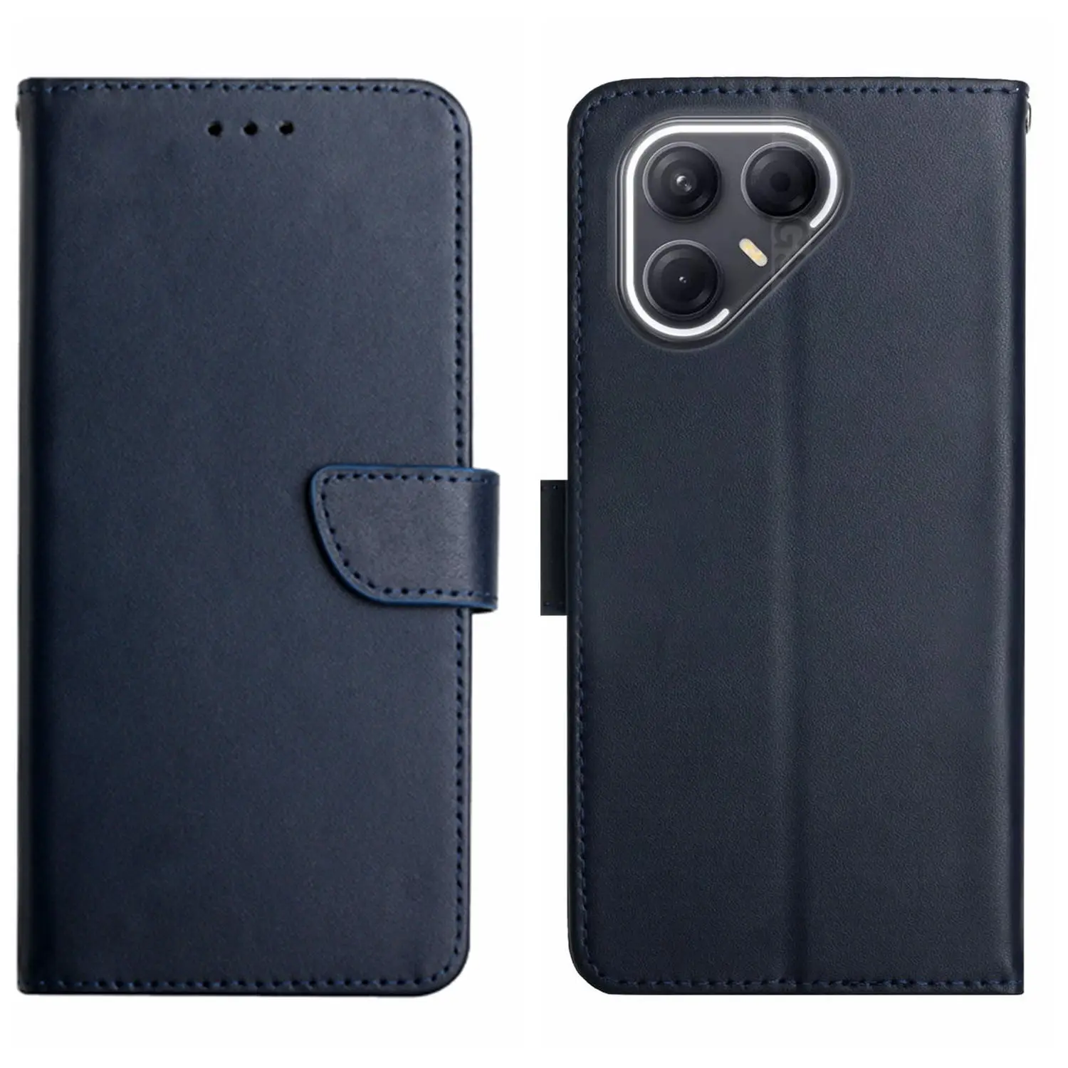 

For TECNO Pova 7 5G Case Genuine Cow Leather Phone Cover Nappa Texture - Blue