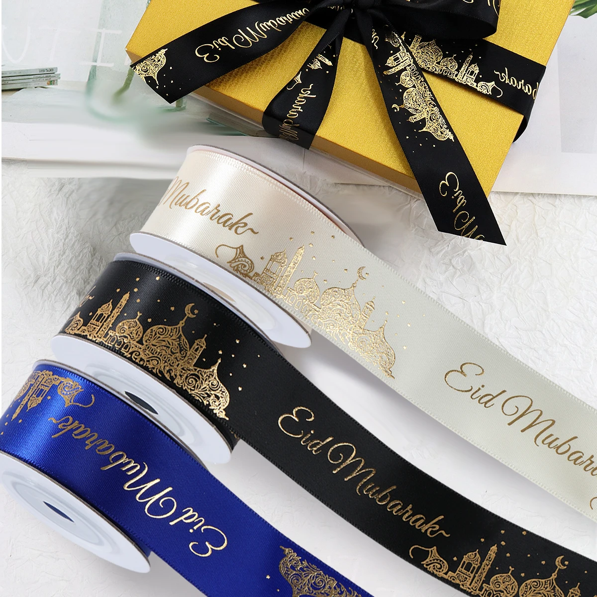 

Eid Mubarak Gift Wrap Ribbons Ramadan Decor 2025 For Home Satin Ribbon Ramadan Kareem Islamic Muslim Party Eid Al Adha Gifts