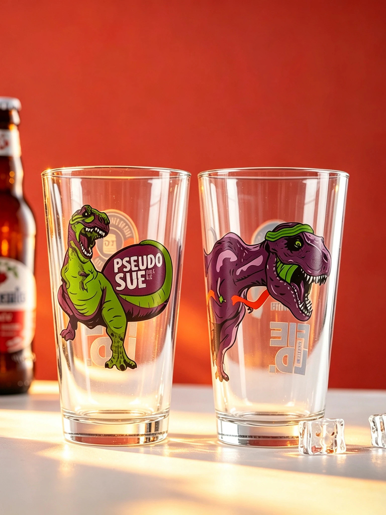 TopplingKing Sue T-Rex King Pint Glass Beer Cup High Capacity Brew Pub Quality Bar Restaurant Style Glassware for Beers