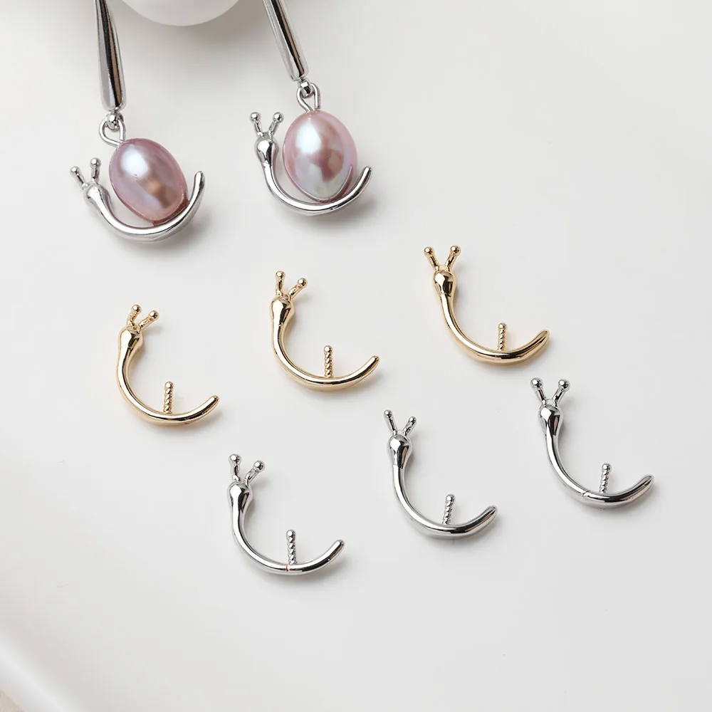 6 szt. Mosiężnych charmsy w kształcie ślimaka mogą powiesić perły do wyrobu biżuterii wisiorek DIY ręcznie wykonane akcesoria 14k pozłacany 17*13mm