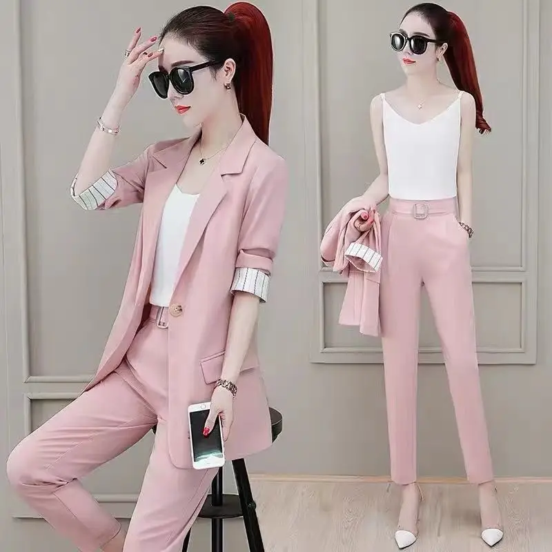 Women\'s Suit 2023 New Spring/Summer Small Suit Outerwear Three Piece Suit Outerwear Work Wear Fashion Temperament Work Wear