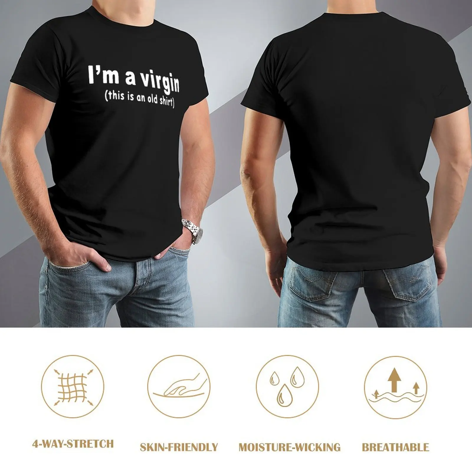 Funny I\'m A Virgin This Is An Old T-Shirt Mens Short Sleeves Hip Hop Printed Sex Party T Shirts Top Tees Streetwear