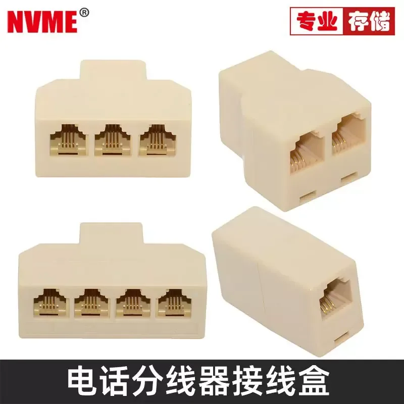 4 Sets NVME Telephone Splitters One to Four Three Two Line Through Docking Head Adapter