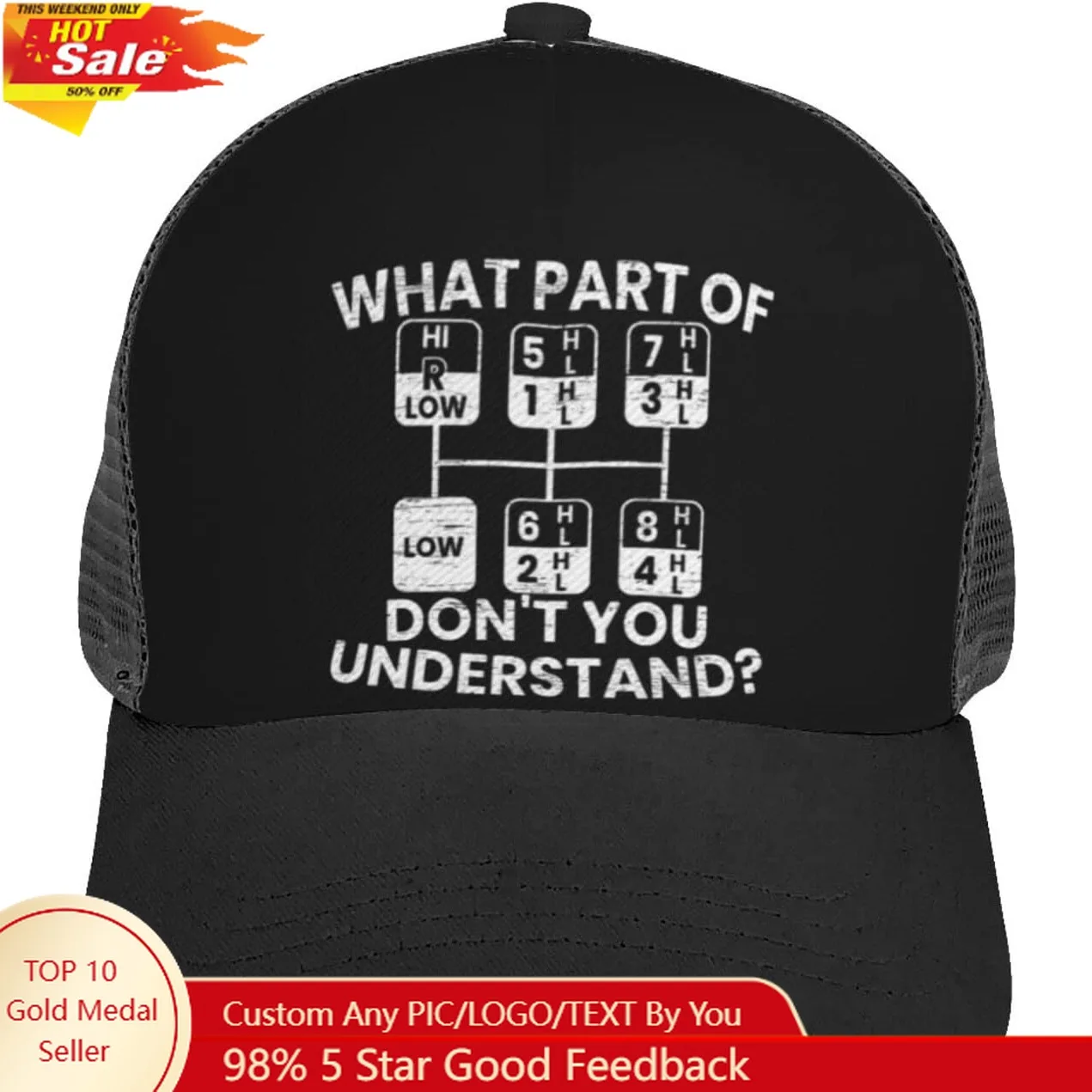 

What Part of Don't You Understand Funny Truck Driver Gift Baseball Caps for Men Black Mesh Trucker Hat Sun Hat Dad Hat