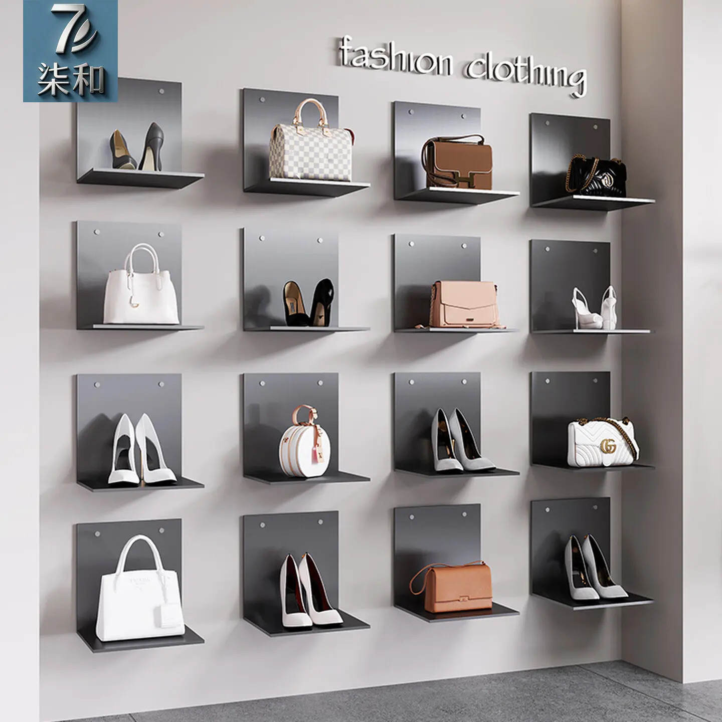 

Shoe store shoe rack display stainless steel laminate clothing store shelf buyer store bag display shoe