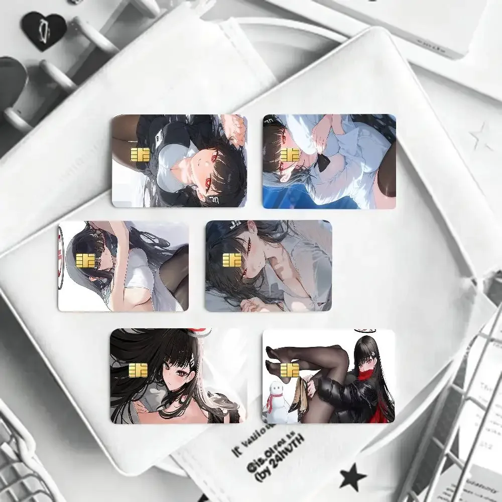Tsukatsuki Rio Anime Blue Archive Credit Card Sticker Waterproof PVC Skin Cover For Debit Bank Card, Removable Card Decal Wrap