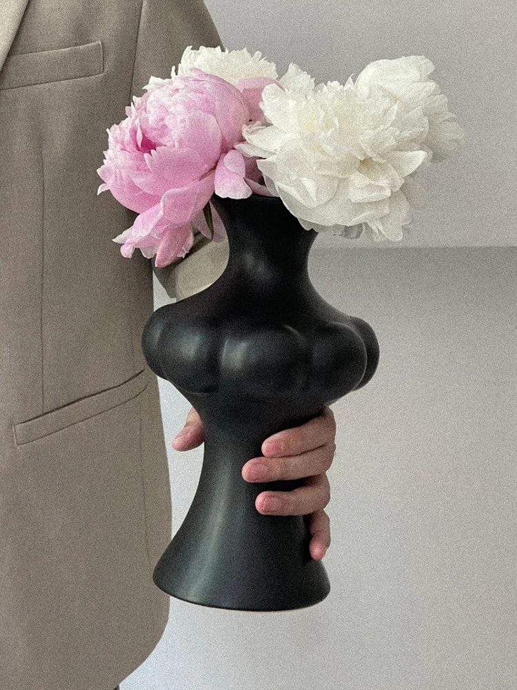 

Керамическая ваза оригинального дизайна, минималистичная современная ваза для цветов для домашнего декора, центральная часть гидрокулярного горшка с формой талии