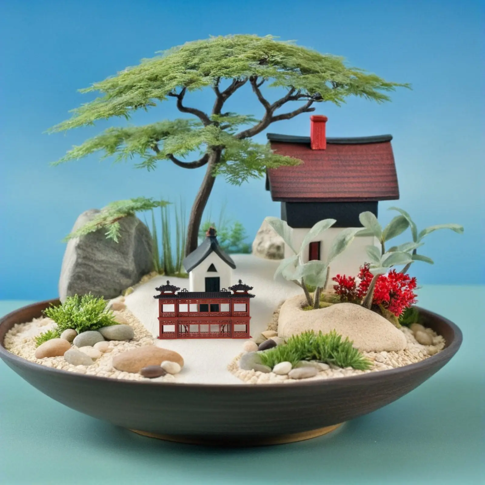 

Micro Pavilion Miniature Garden Ancient Building Plastic Chinese Style Decor Home Office Display Asian Architecture