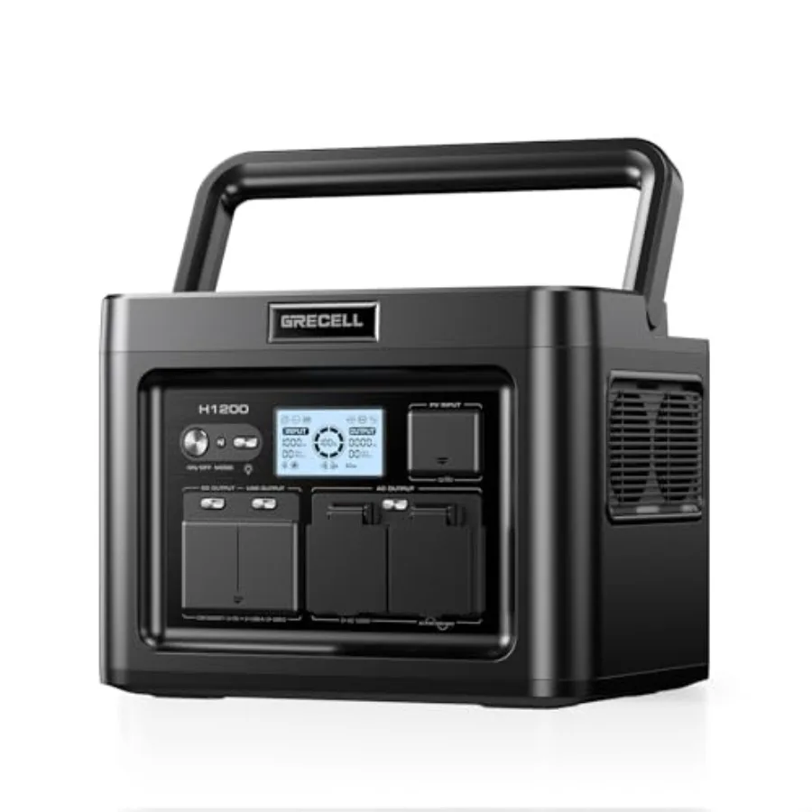 

Портативная электростанция H1200 1200 Вт, 672 Вт·ч, LiFePO4 аккумулятор, солнечный генератор с ИБП 10 мс, 1200 Вт, 9 выходных портов