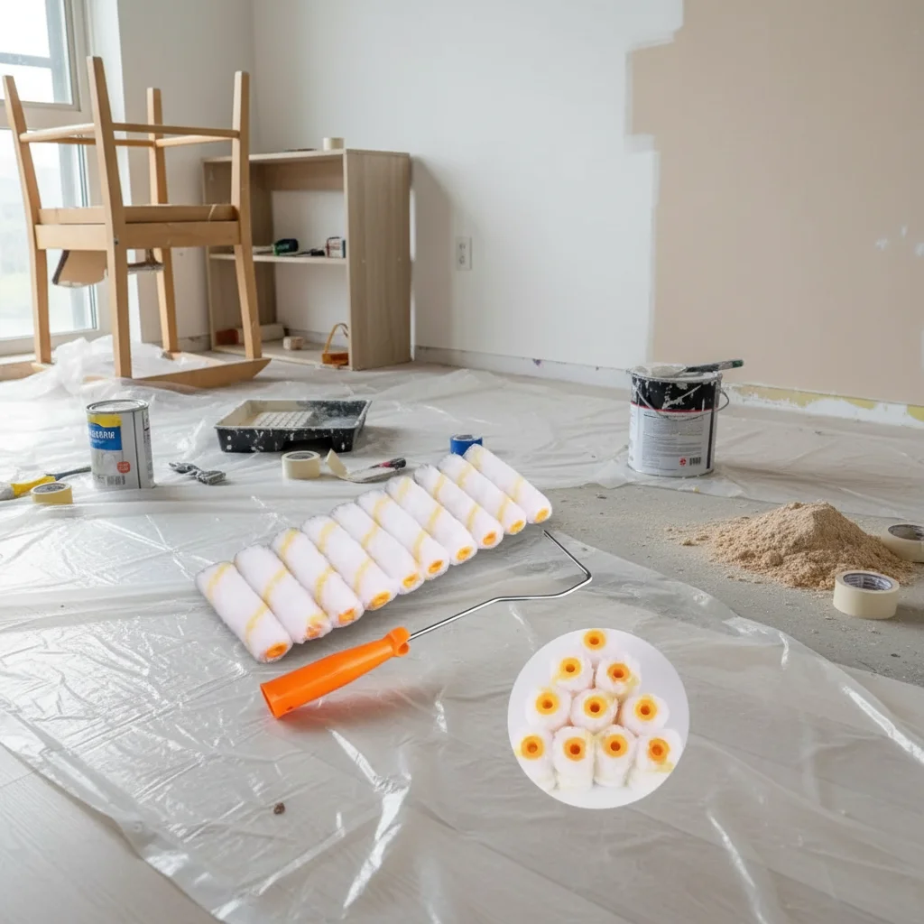 

11 Pcs Polyester Blend Paint Roller Kit 4 Inch Rollers Painting Thumb Roller Core Hand-Held Tool Small Corner Commercial Use