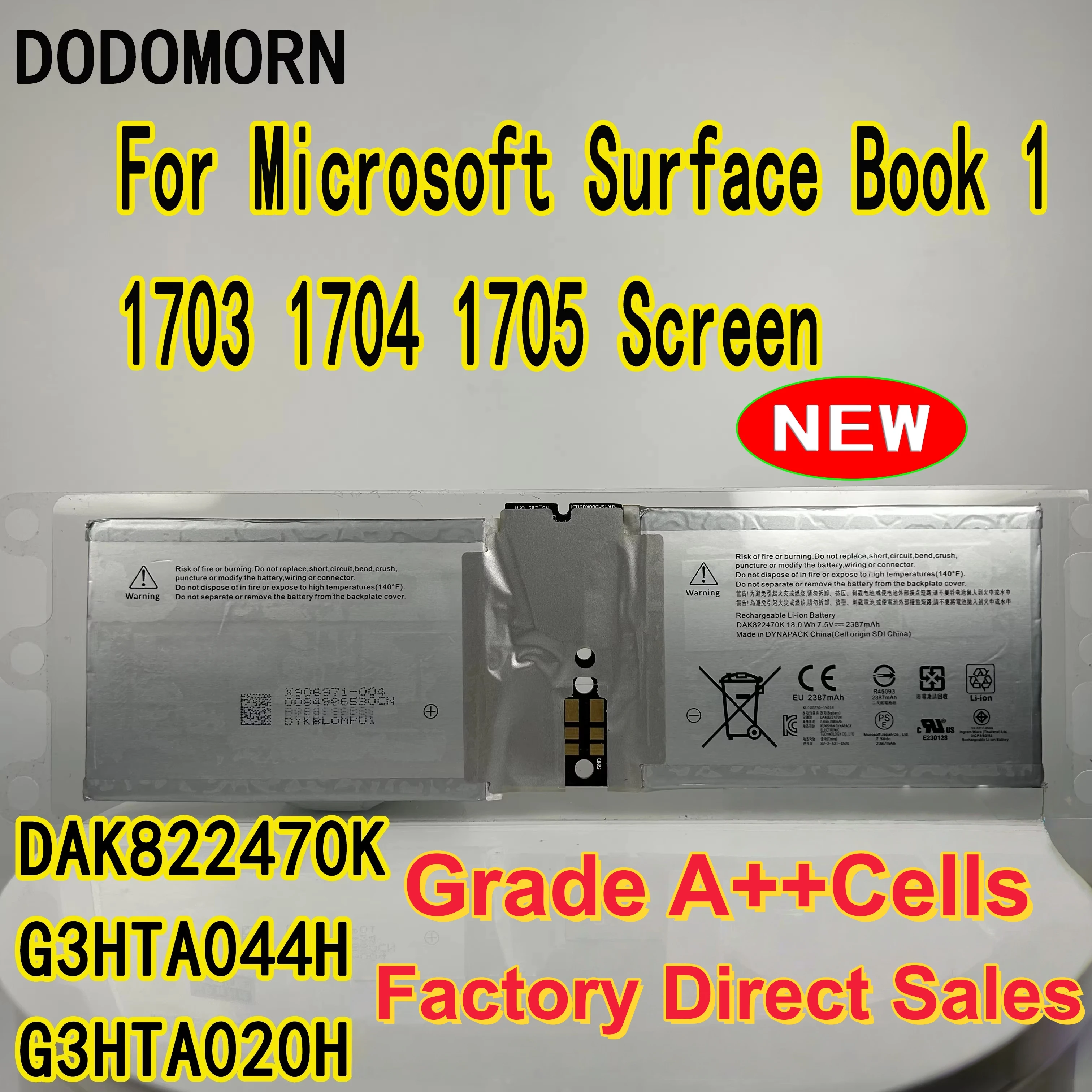 High quality DAK822470K Battery For Microsoft Surface Book 1 1703 1704 1705 Book 2 1832 Screen Tablet CR7 HTA044H G3HTA020H