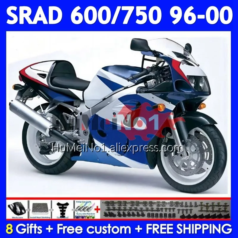 Glossy Blue Body For SUZUKI SRAD GSXR 750 600 GSX-R600 101No.147 GSXR750 GSXR600 96 97 98 99 00 1996 1997 1998 1999 2000 Fairing