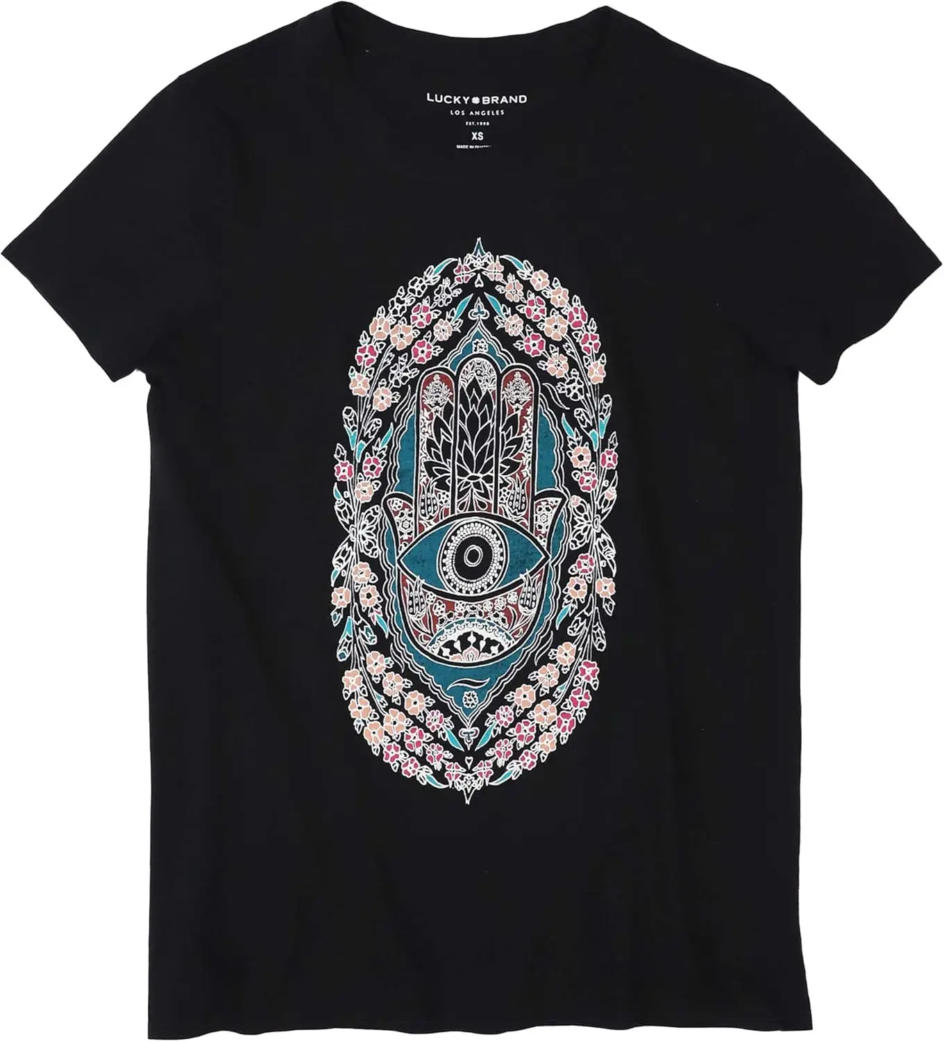 Lucky Brand Womens Hamsa Short Sleeve Crew Neck Graphic Tee