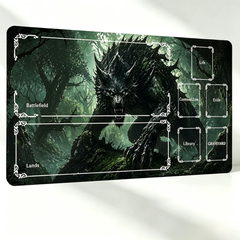 Dark Forest Wolf pattern, TCG/CCG card game mat, suitable for collectible card games, individual battle competitions