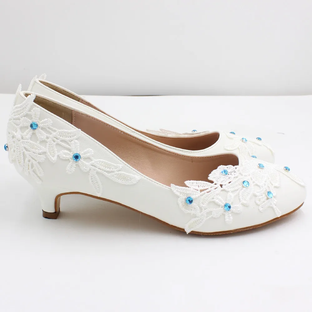 Low heel white wedding shoes spring new product matte lace bridal shoes Water soluble flower bridesmaid shoes BH20A