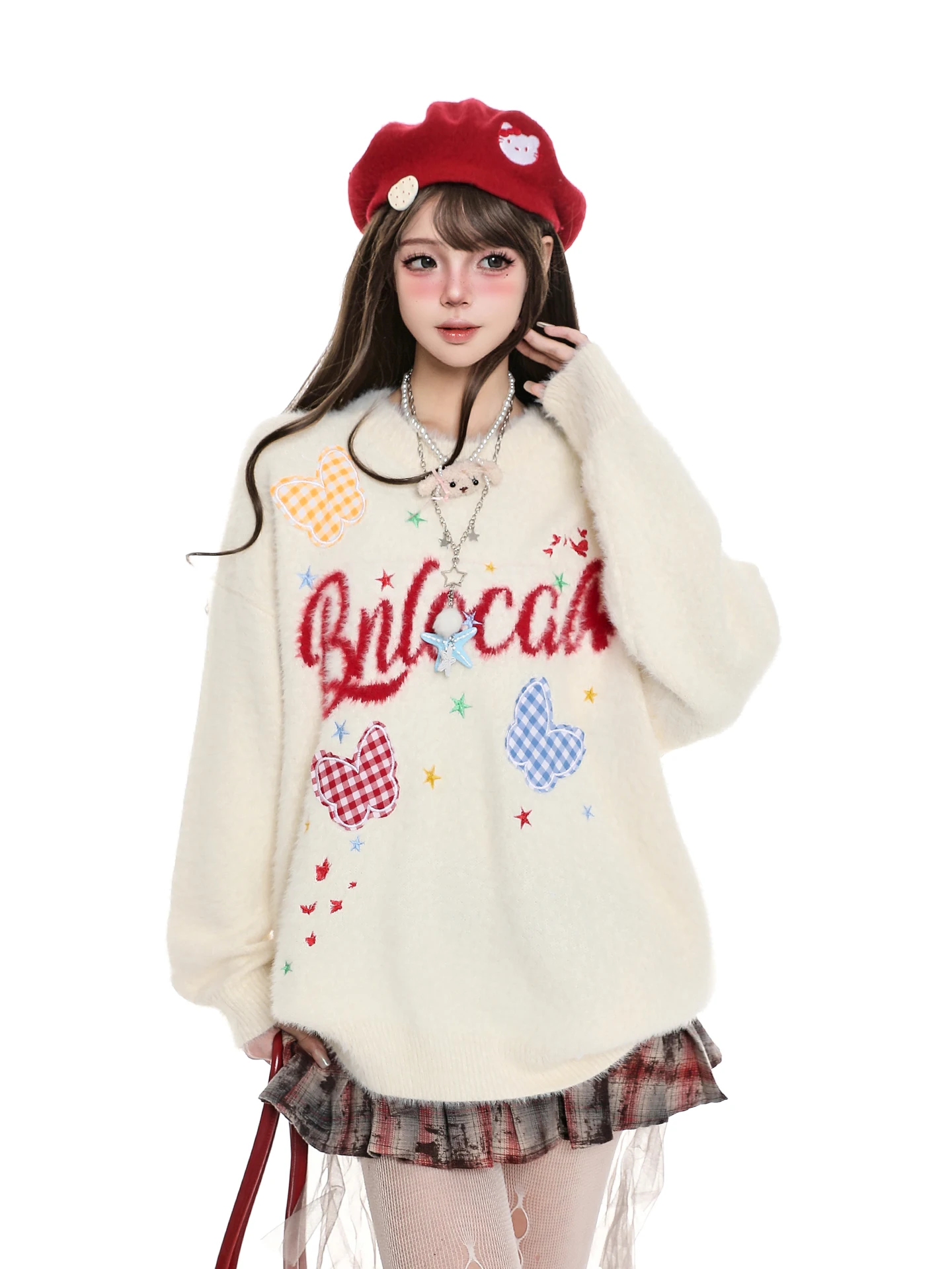 Suéter de punto con cuello red - Embroidery Knot reseña y precio