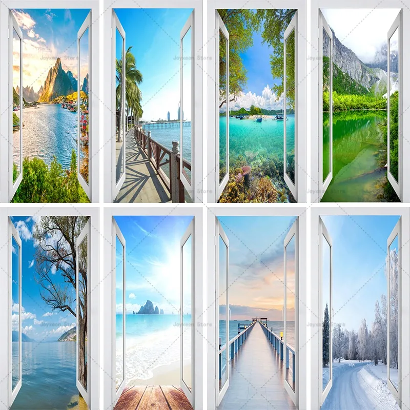 

Window Landscape Decoration Door Wallpaper PVC Detachable Waterproof Self-adhesive Mural Bedroom Wall Decoration Sticker