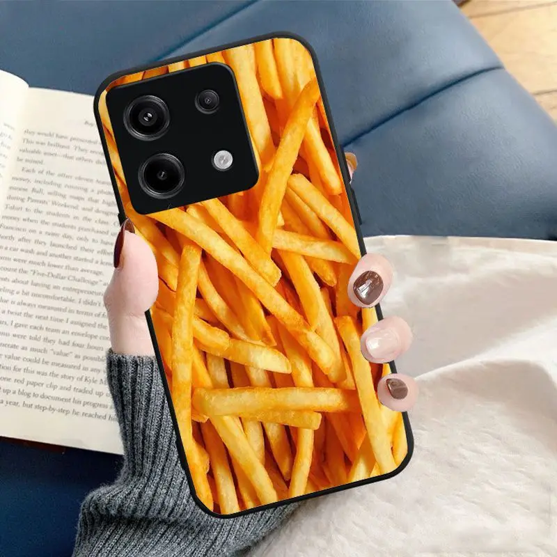 fast food French fries hamburger funda For xiaomi Redmi Note 13pro note12pro 11pro note10pro 9pro 8pro 9s 9T 8T K40 12C 10C Case