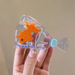 Transparent Goldfish Packag Shape Oversize Acetate Hair Claw Clip For Women Girl New Geometric Hair Accessories Headwear Tool