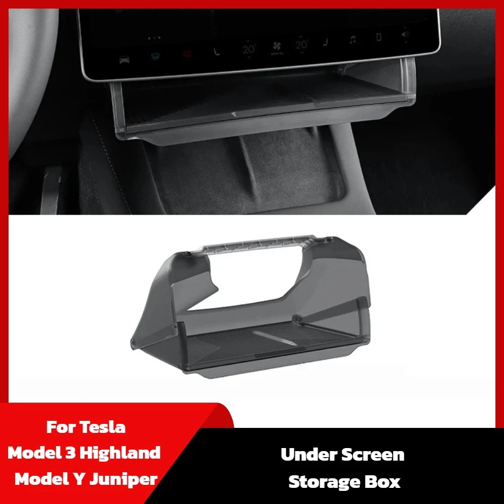 

Under Screen Storage Box for Tesla Model 3 Highland Model Y Juniper Central Control Hidden Storage Organizer Tray Accessories