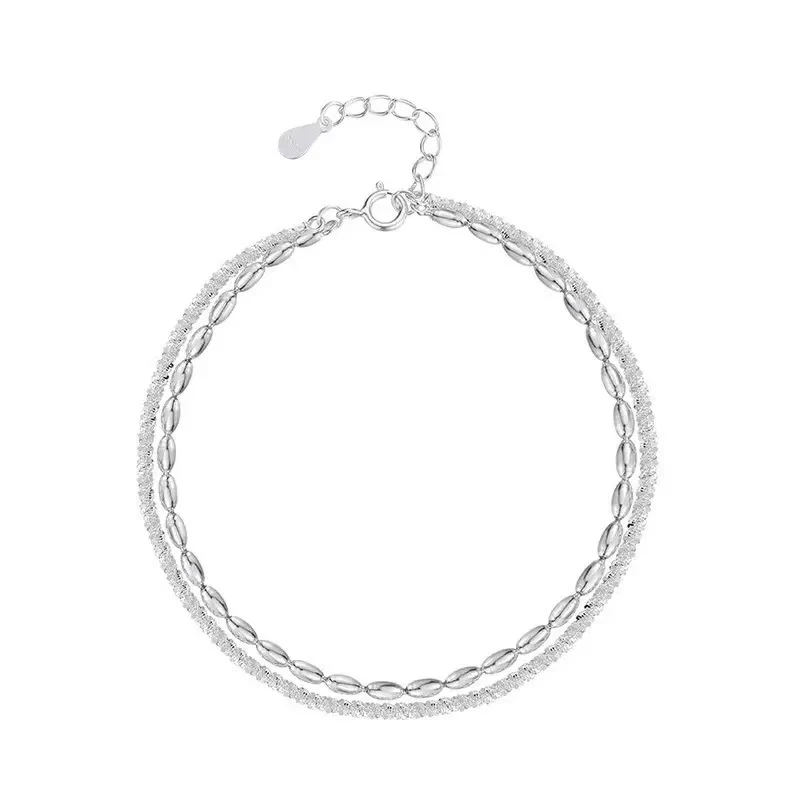 S925 Sterling Silber Sternenbohne Doppelschicht Armband funkelnde Reismaserung Handschmuck – Detail 4
