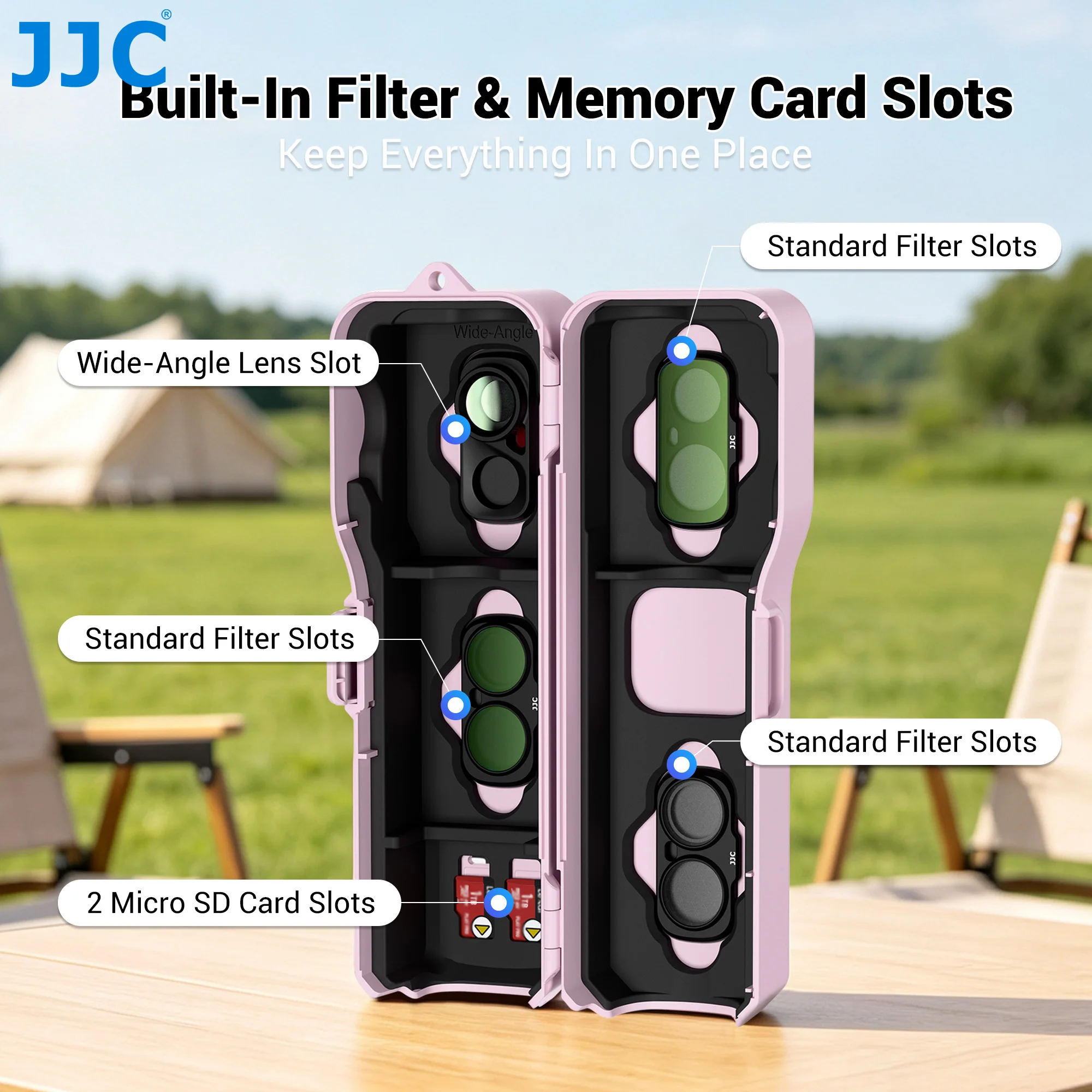 JJC Protective Case for Insta360 Luna Ultra Pan Tilt Camera Can Hold 1 Wide-Angle Lens 3 Filters 2 Micro SD Cards ABS Casing