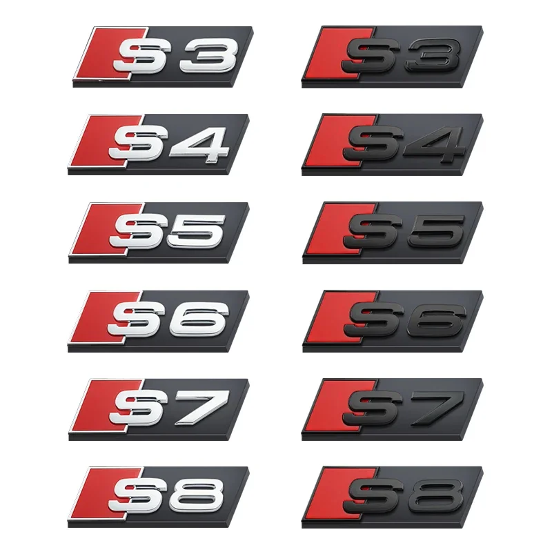 Auto Front Grille Emblem S series Badge Car Body Decoration Sticker for Audi SLine A3 A4 A5 A6 C7 A8 B6 B9 B7 S3 S4 S5 S6 S7 S8