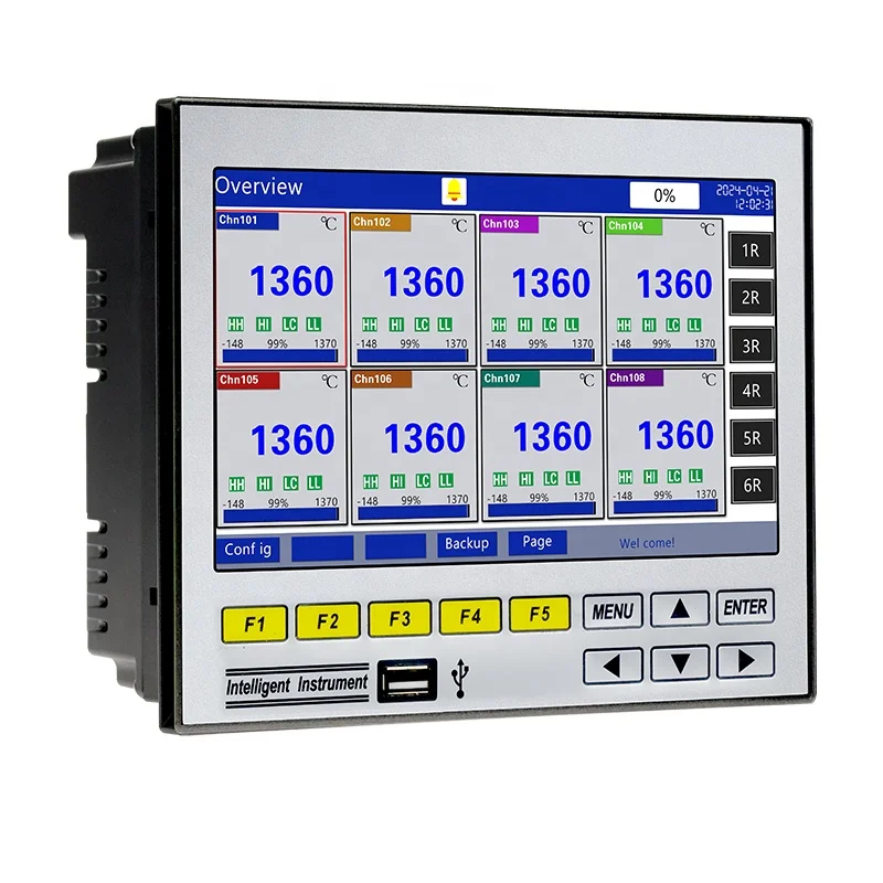 16 Channels 7 Inch Data Logger Ethernet Humidity Temperature Thermocouple Chart Paperless Recorder With RS485 4-20ma