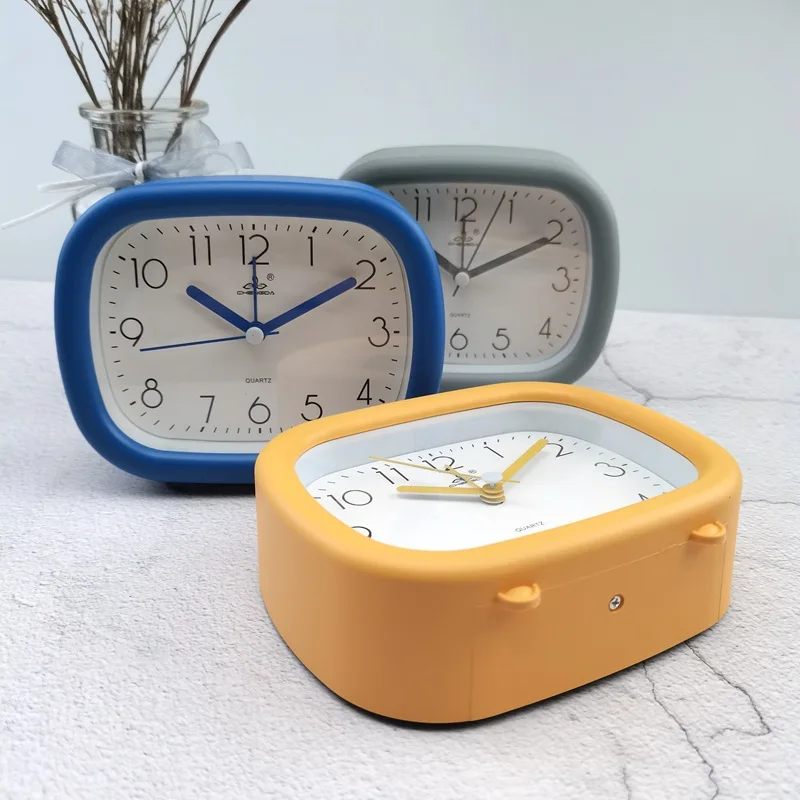 

Minimalist Frosted Oval Clock Children's Bedside Clock Drops Alarm Clock Color Life Digital Pointer Desk Clock