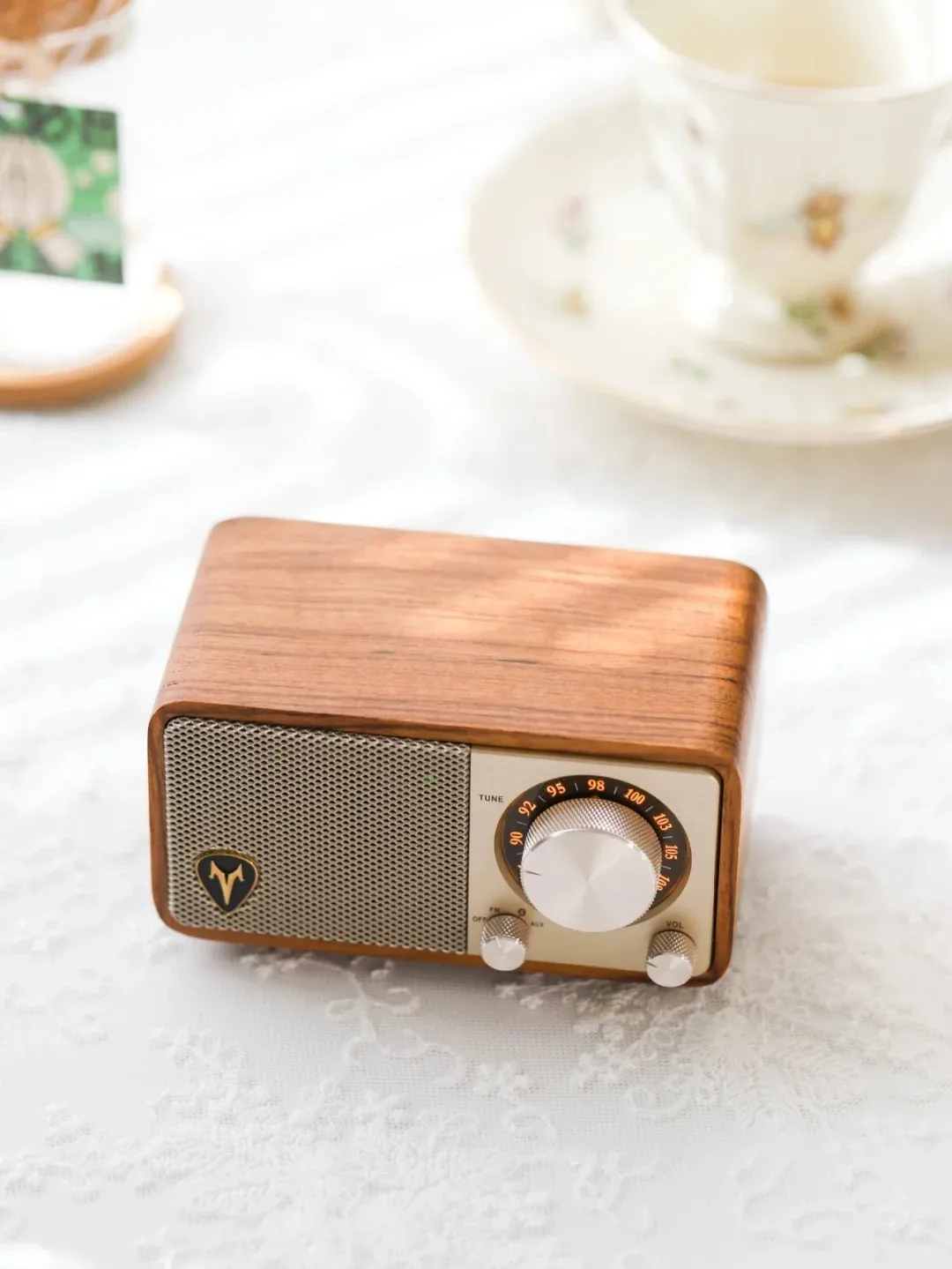 SANGEAN Mozart M1 Walnut Wood Bluetooth Wireless Speaker Retro FM Radio Portable Stereo Subwoofer Wooden Speaker