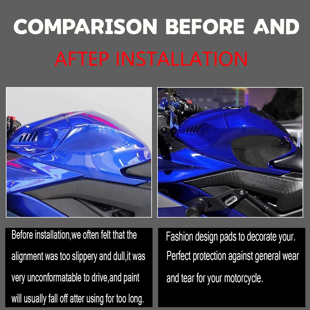 For Yamaha YZF R3 R25 YZF-R3 2019 - 2023 2020 Side Fuel Tank Pad Protector Stickers Decal Gas Knee Grip Traction Pad Tankpad