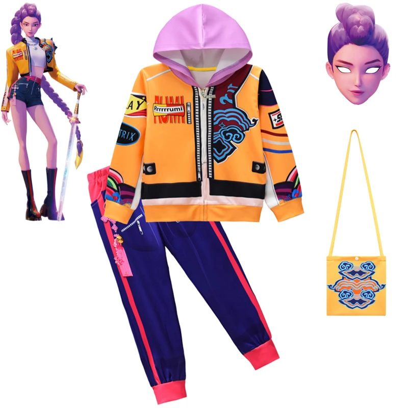 

Anime Kpop Demon Hunters Kids Clothing Set Girl Rumi Mira Zoey Print Long Sleeve Tops+Pants 2pcs Set Halloween Carnaval Outfi