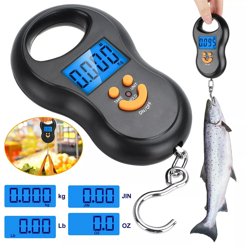 Portable 50Kg Electronic Scale High-precision Spring Scale LCD Digital Hanging Scale BackLight Fishing Weights 0.01kg Error