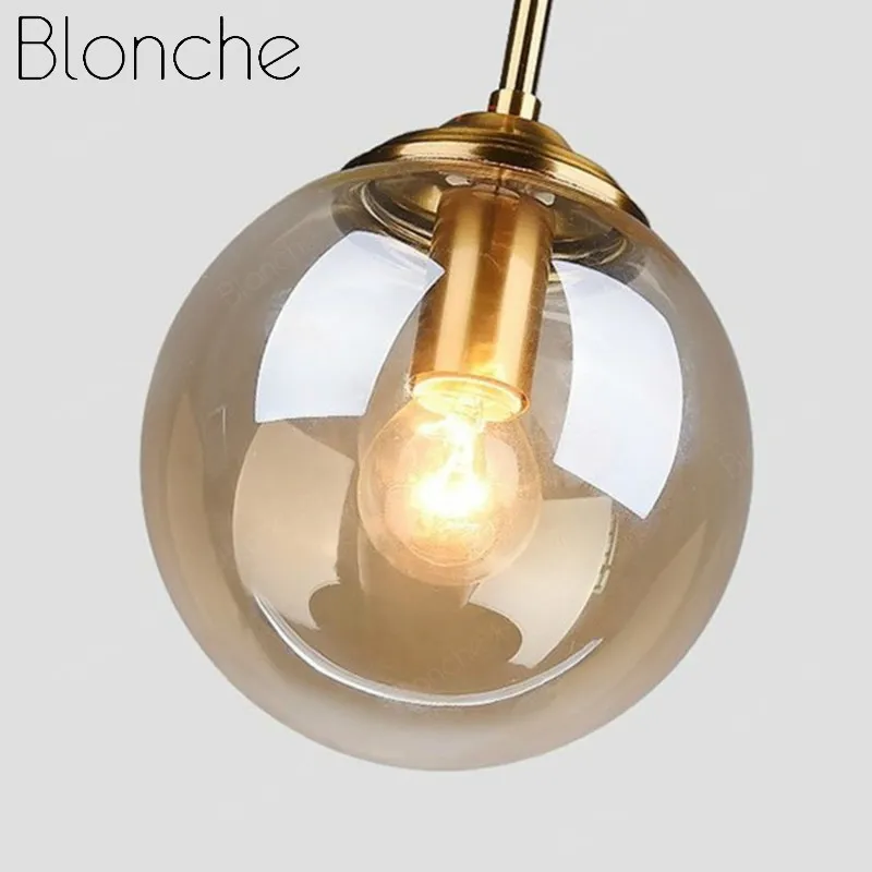 Noridic Led Pendant Lights Loft Hanging Lamp Gold Glass Light Fixtures for Living Room Bedroom Kitchen Luminaire Home Decor E14