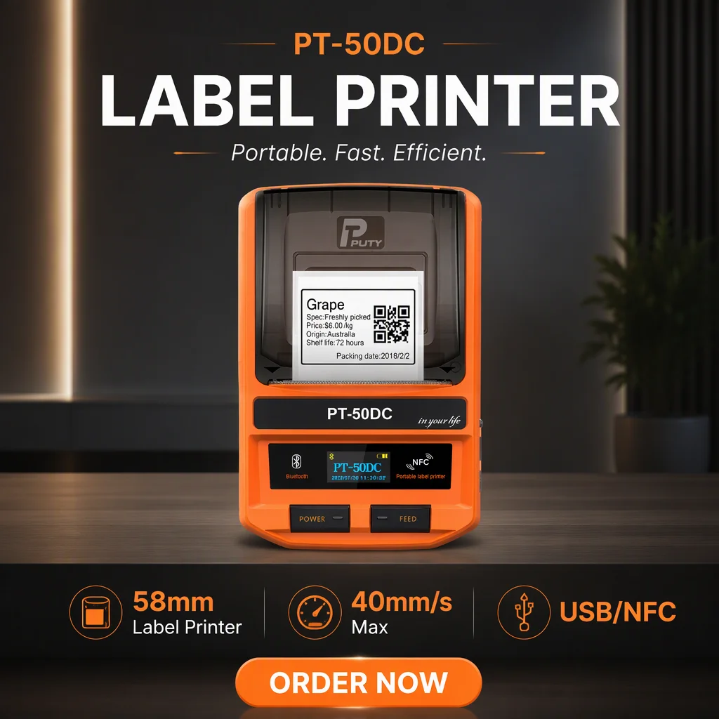 USB NFC Wireless Thermal Label Printer 203dpi Small Barcode Sticker Machine 1D 2D Code Printing for Retail Office Warehouse