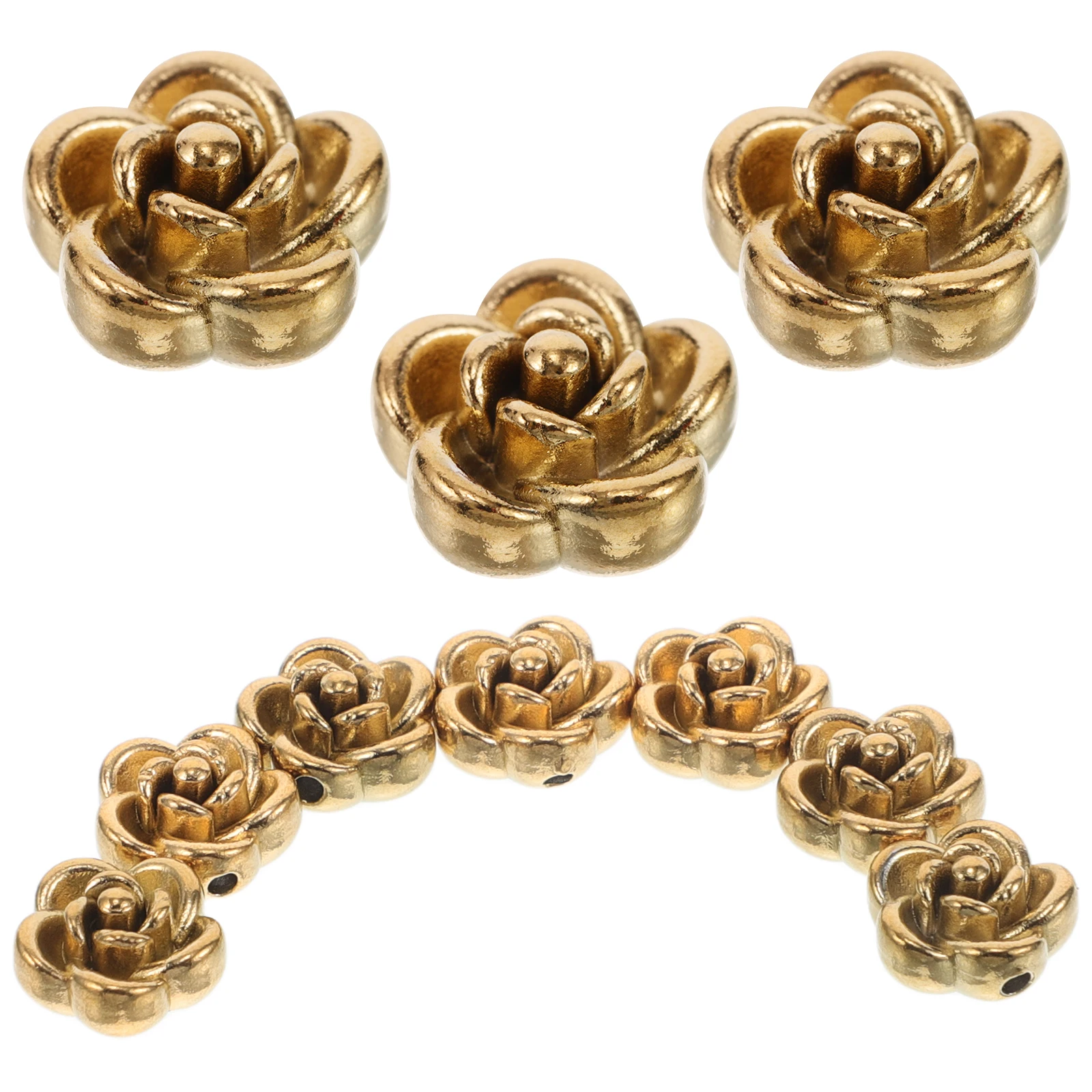 

10Pcs Rose Beads Stainless Steel 3D Flower Beads DIY Jewelry Making Supplies Bracelet Accessories Charms Pendant