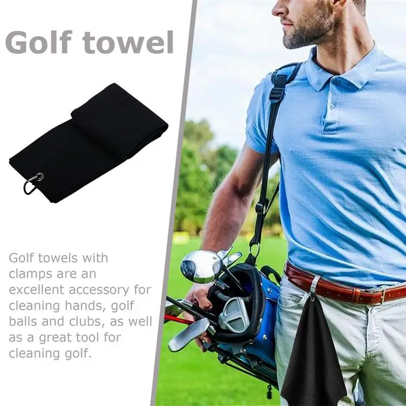 Golf Towel With Clip 23.6 X 15.7 Inches Waffle Pattern Microfiber Towel Golfers Club Groove Cleaning Fabric With Carabiner Clip