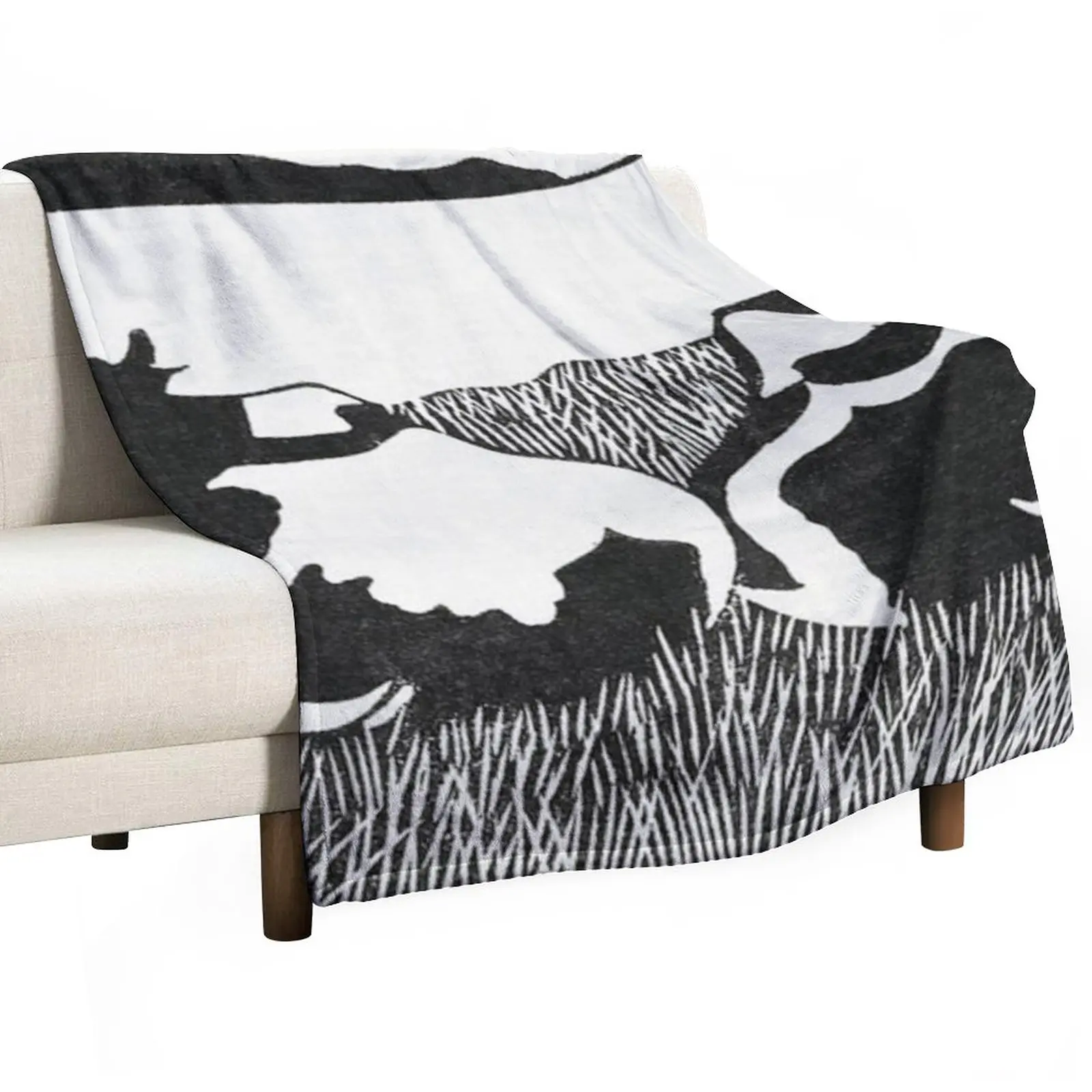 

vintage cow art Throw Blanket Thin Blankets Shaggy Blanket
