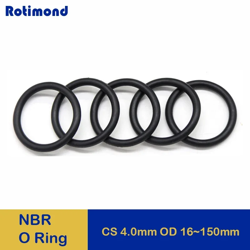 

10/50Pcs Black NBR O Ring Gasket Thickness CS 4mm OD 16~150mm Nitrile Rubber O Type ring Corrosion Oil Resist Sealing Washer