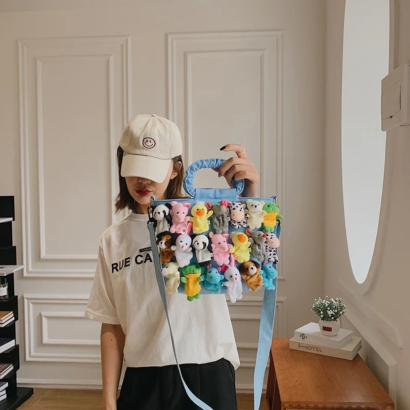 

Canvas Casual Tote Bags for Women 2025 New Cartoon Cute Handbag Funny Doll Bucket Bag Ladies Fashion Party Beach Shoulder Bag