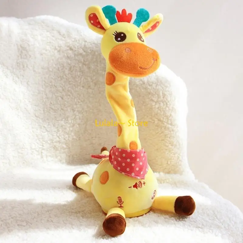 Y4QA Adorable Giraffe Plush To Tunes for Children Singing Dancing Doll