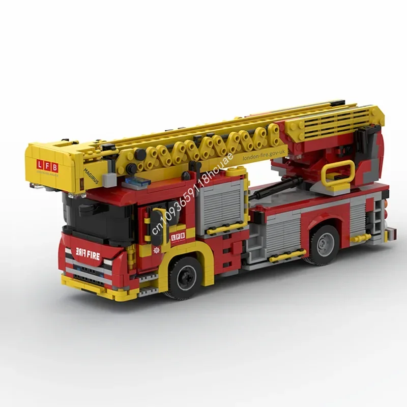1079PCS MOC London Fire Brigade LFB - Scania 32M Turntable Ladder Model Building Blocks Stacking Bricks Creative Kid Gift Diymoc
