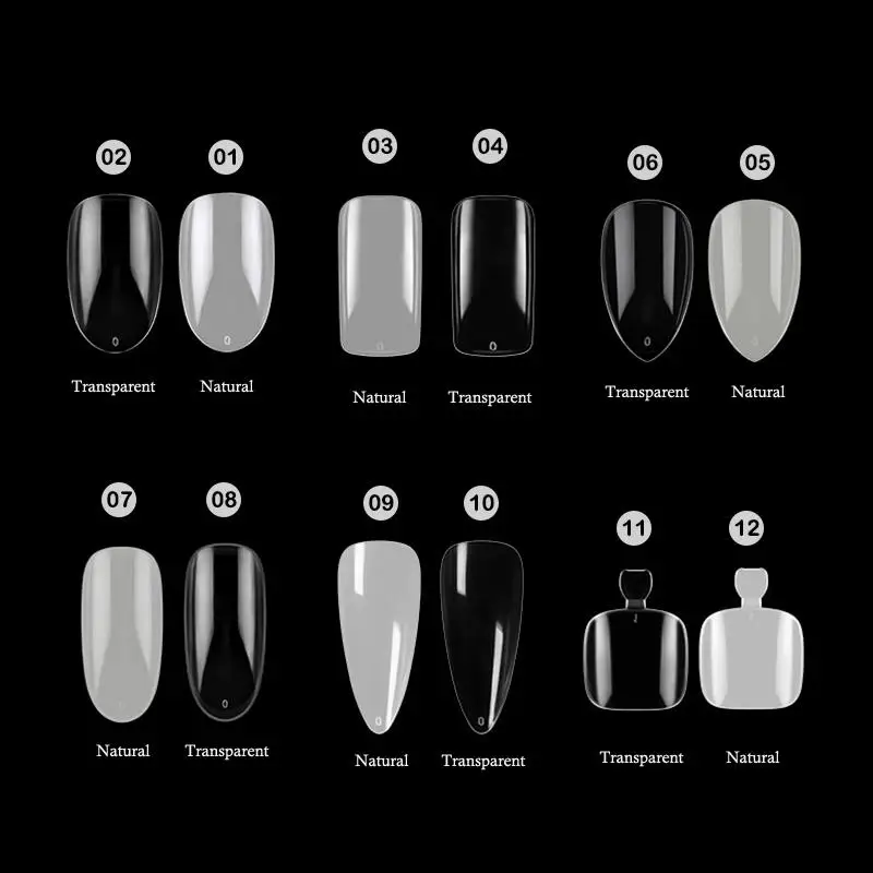 500PCS False Nail Tips 12 Styles Thin Flexible Multiple Sizes Great Gift for Nail Lover Home DIY Manicure