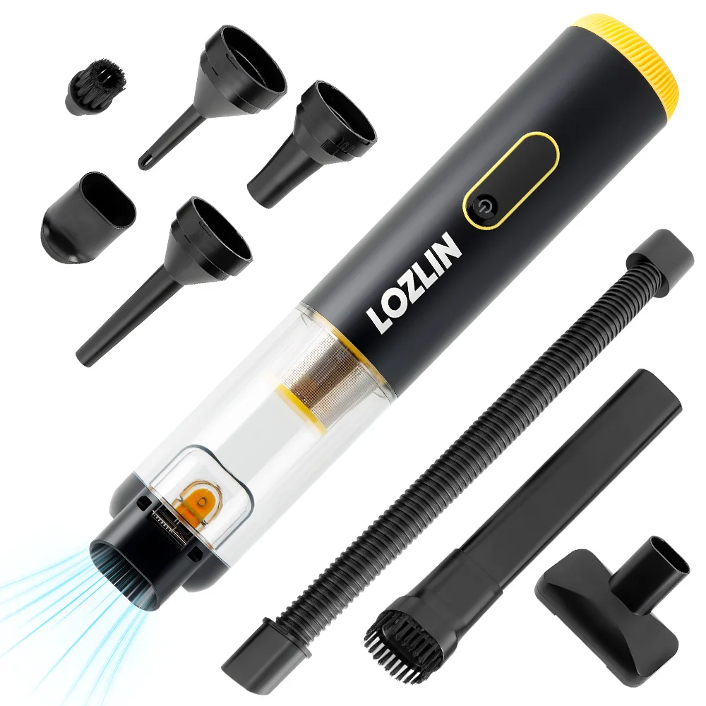 LOZLIN Cordless Car Vacuum Cleaner Portable Handheld Vacuum 2 in 1 Vacuum Blower with 8 Nozzles for Car Home Office Keyboard Pet Hair Dust Debris Cleaning Mini Wireless Auto Vacuum Cleaner