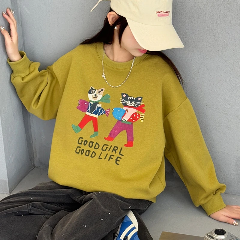 Girl's Hooded Sweatshirt Spring Outfit Korean Style Fashionable Trendy Youth & Middle Size Top Unique and Beautiful for Girls to