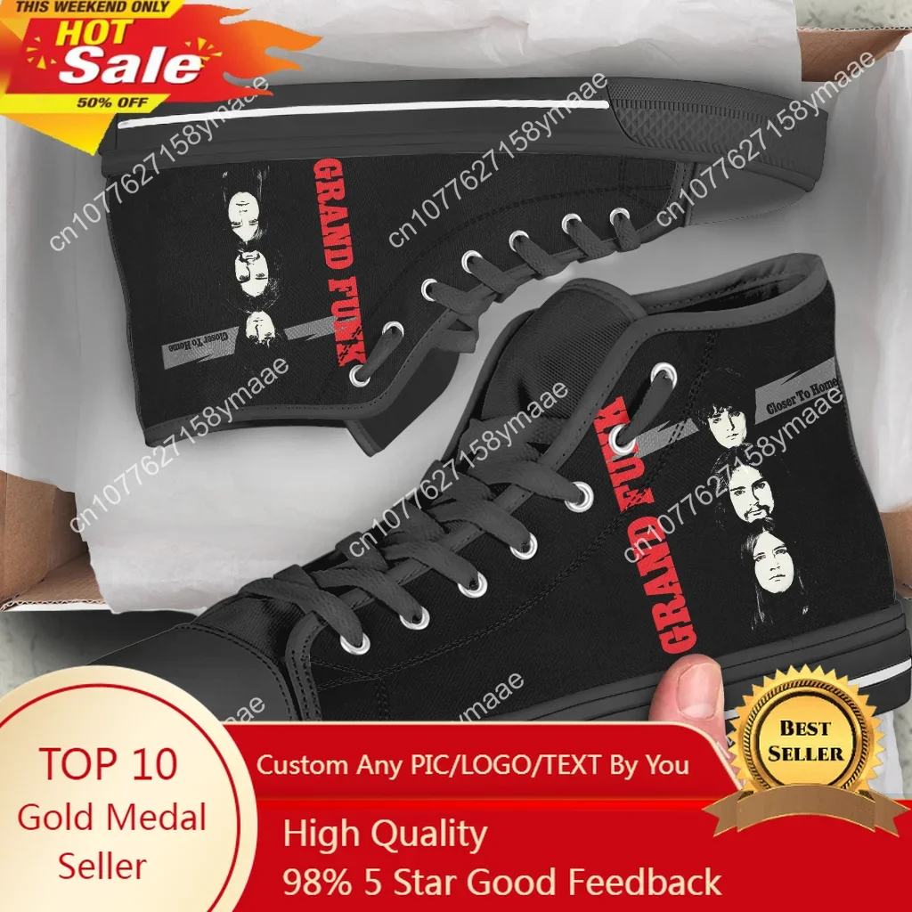 

Grand Funk Railroad Man Woman Canvas Shoes Hot High Help Canvas Shoes Lightweight Casual Classic Board Shoes Fashion Sneakers